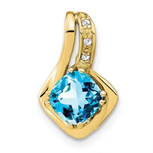 10kBlue Topaz and Diamond Pendant