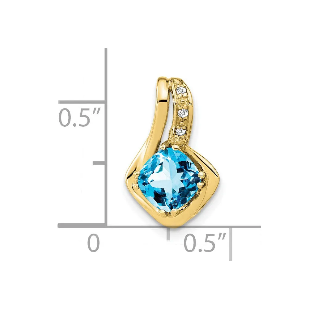 10kBlue Topaz and Diamond Pendant