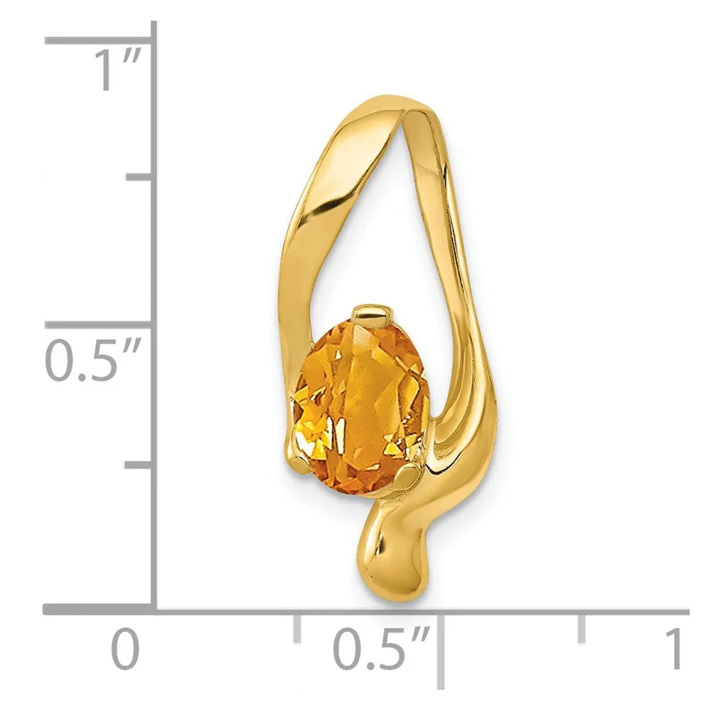 14k 8x6mm Oval Citrine Slide