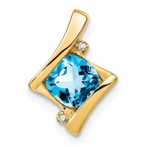 14k Blue Topaz and Diamond Pendant