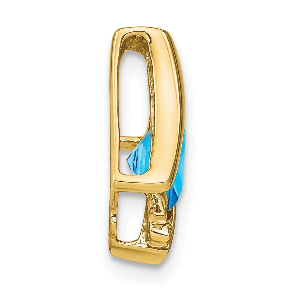 14k Blue Topaz and Diamond Pendant