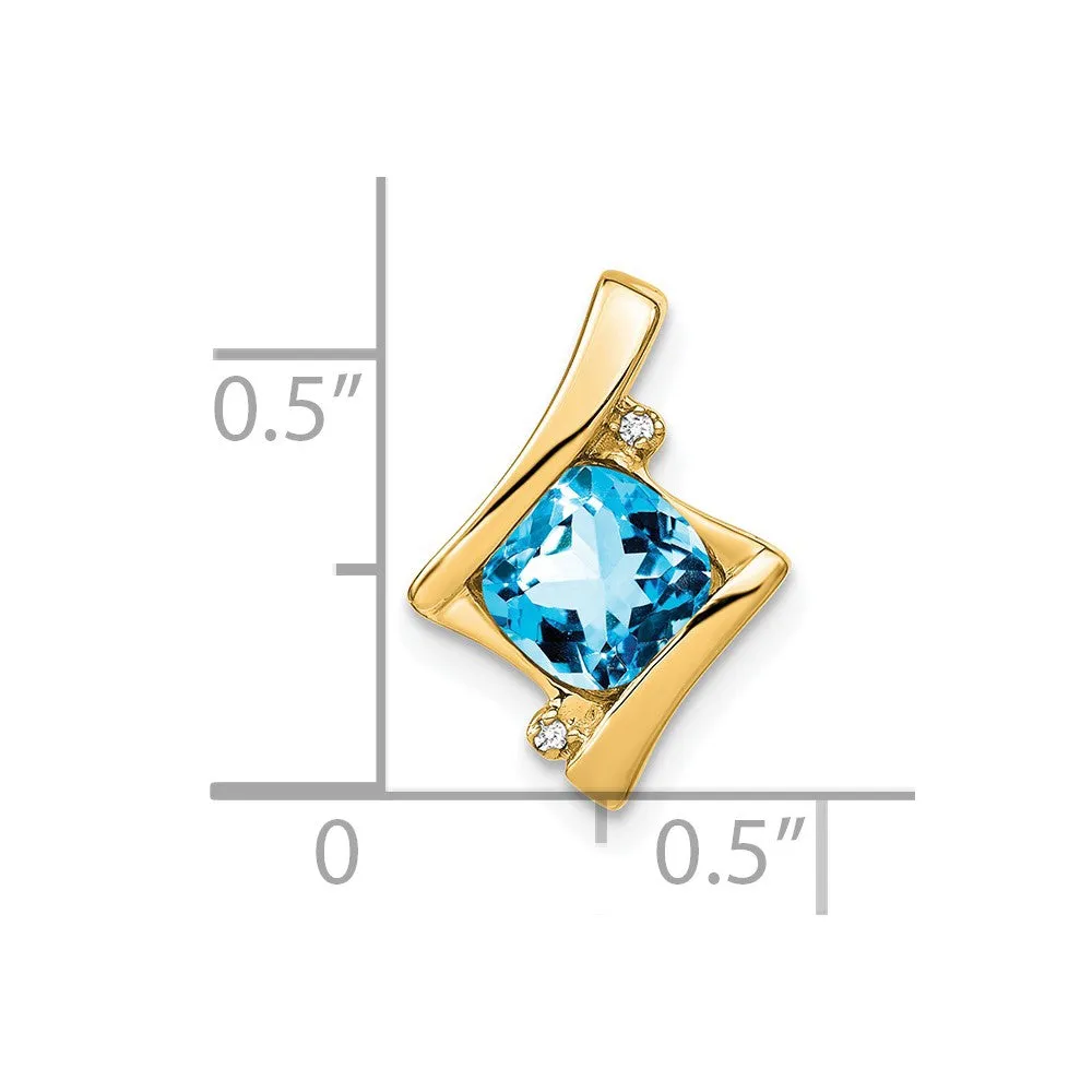 14k Blue Topaz and Diamond Pendant