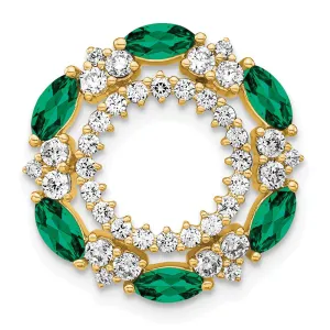 14k Lab Grown Diamond & Created Emerald Pendant