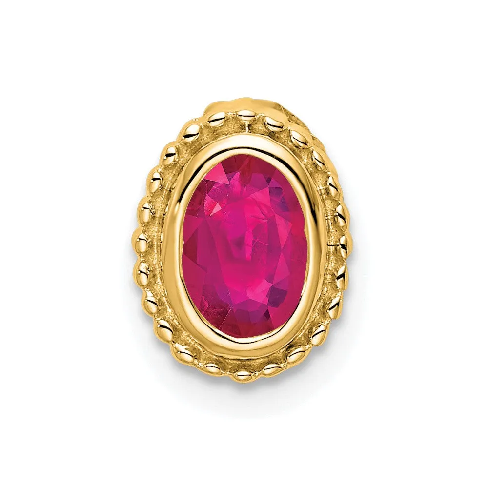 14k Oval Ruby Chain Slide