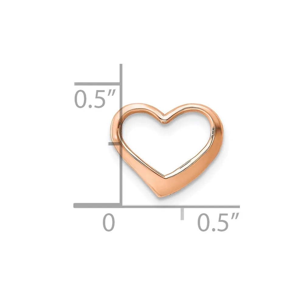 14K Rose Polished Heart Chain Slide
