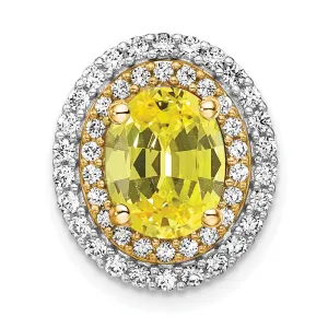 14k Two-Tone Lab Grown Diamond & Created Yellow Sapphire Pendant
