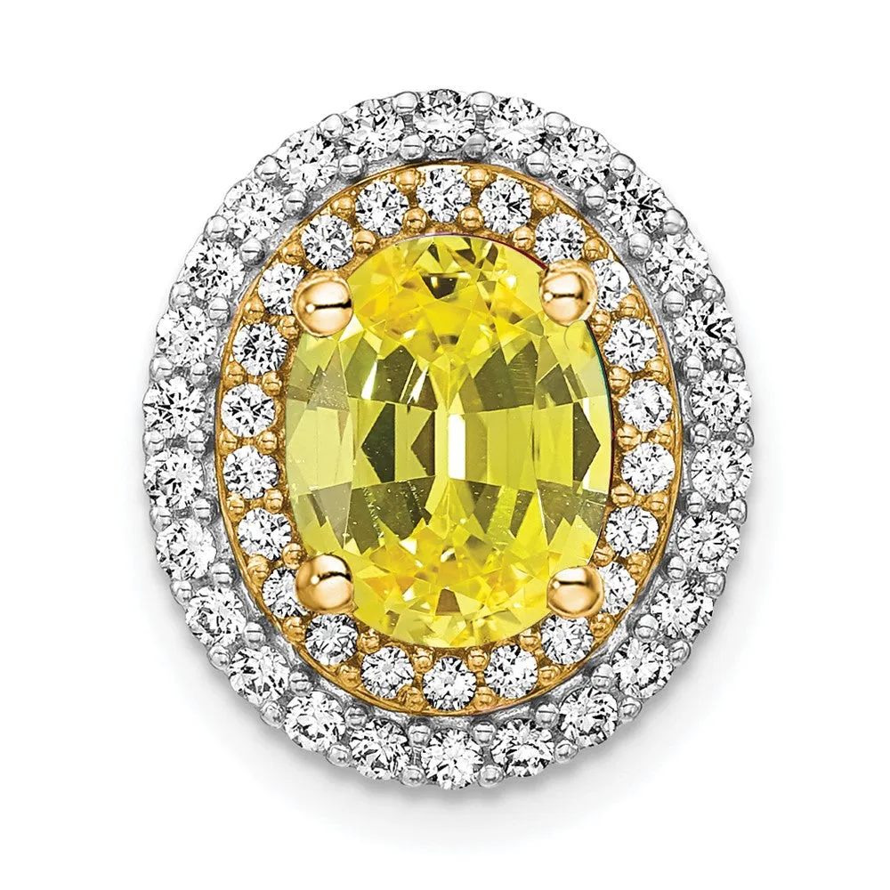 14k Two-Tone Lab Grown Diamond & Created Yellow Sapphire Pendant