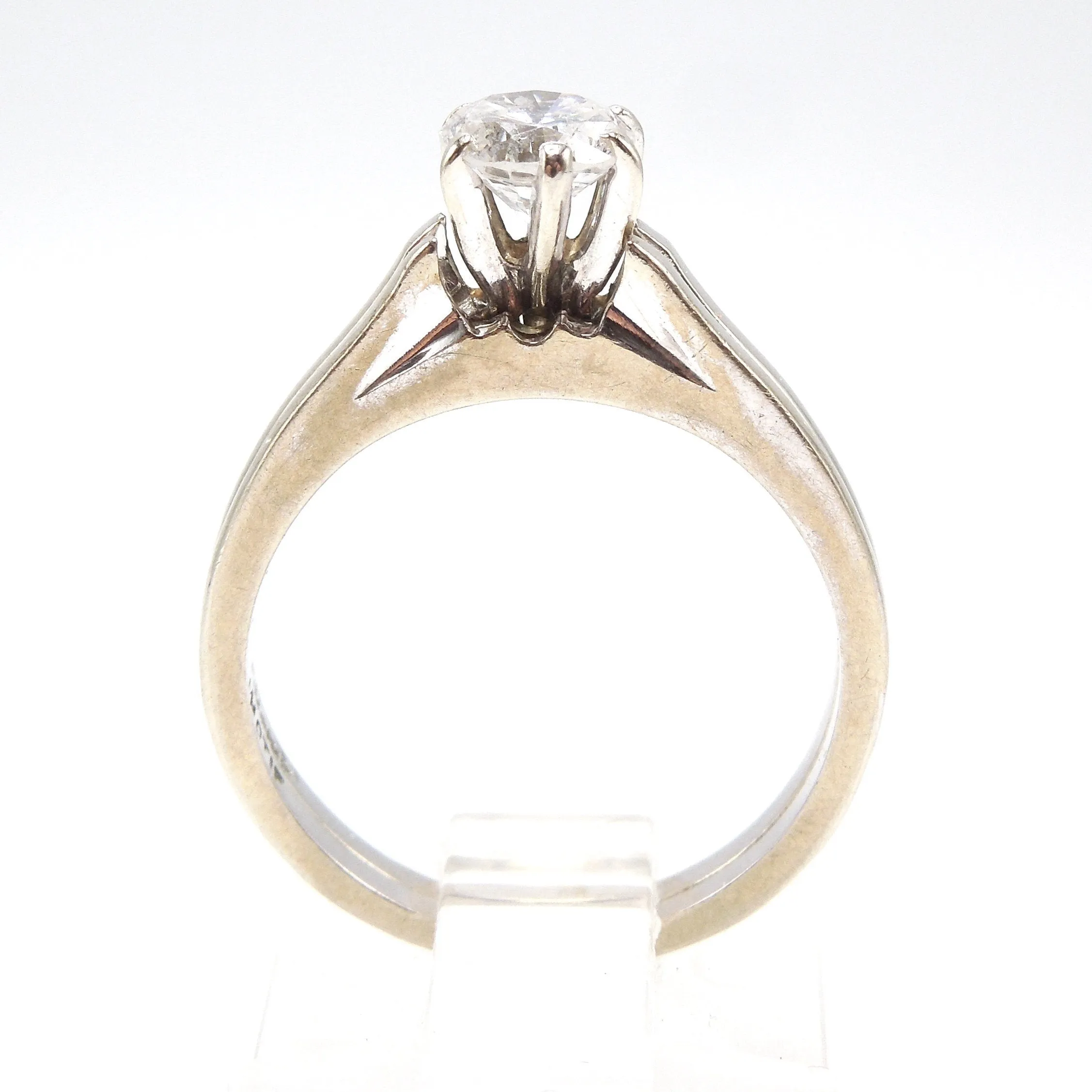 14K White Gold 0.59ct Diamond Solitaire Engagement Ring Wedding Set