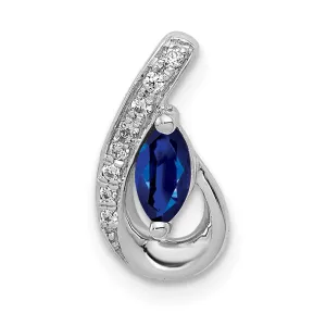 14k White Gold Diamond and .28 Sapphire Teardrop Slide