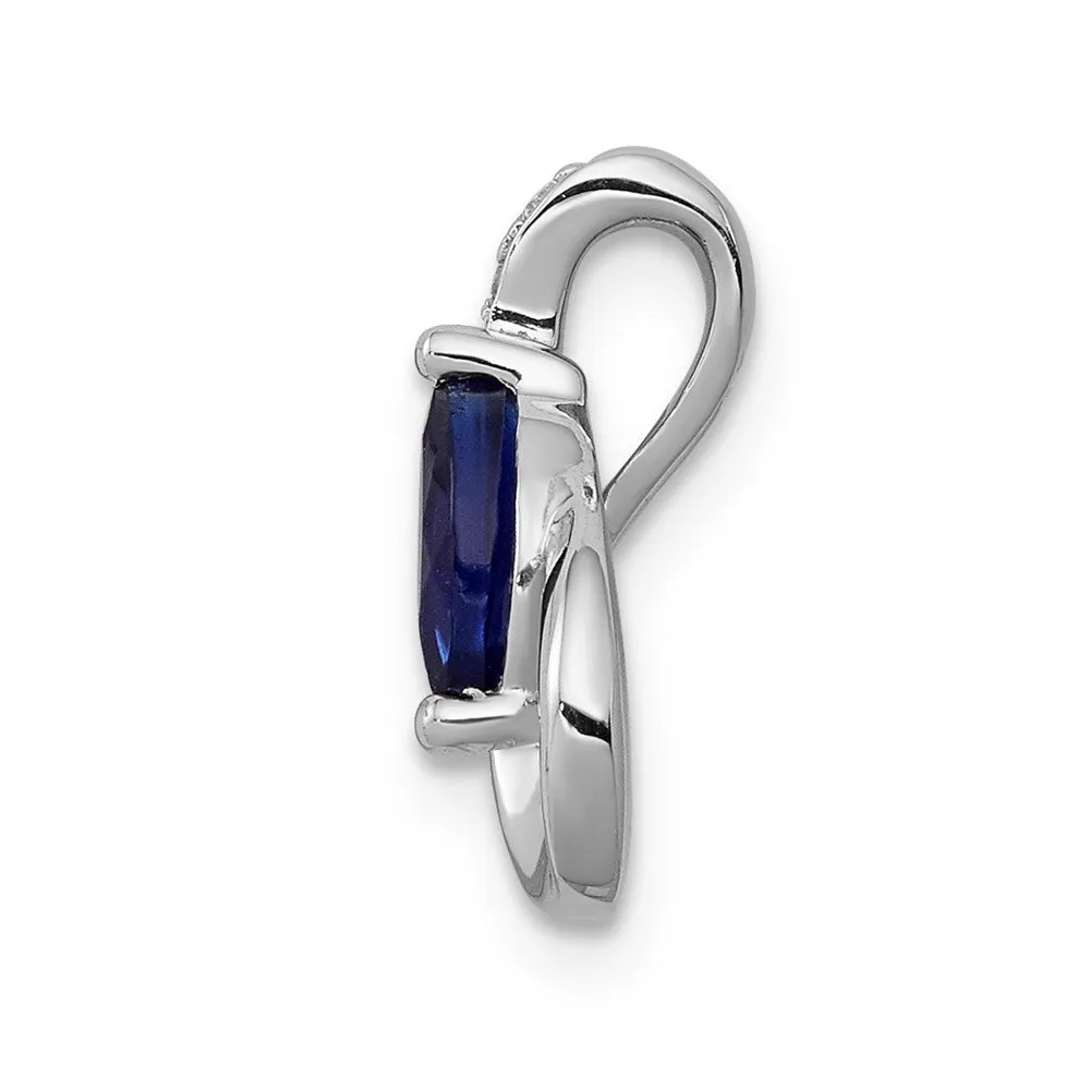 14k White Gold Diamond and .28 Sapphire Teardrop Slide