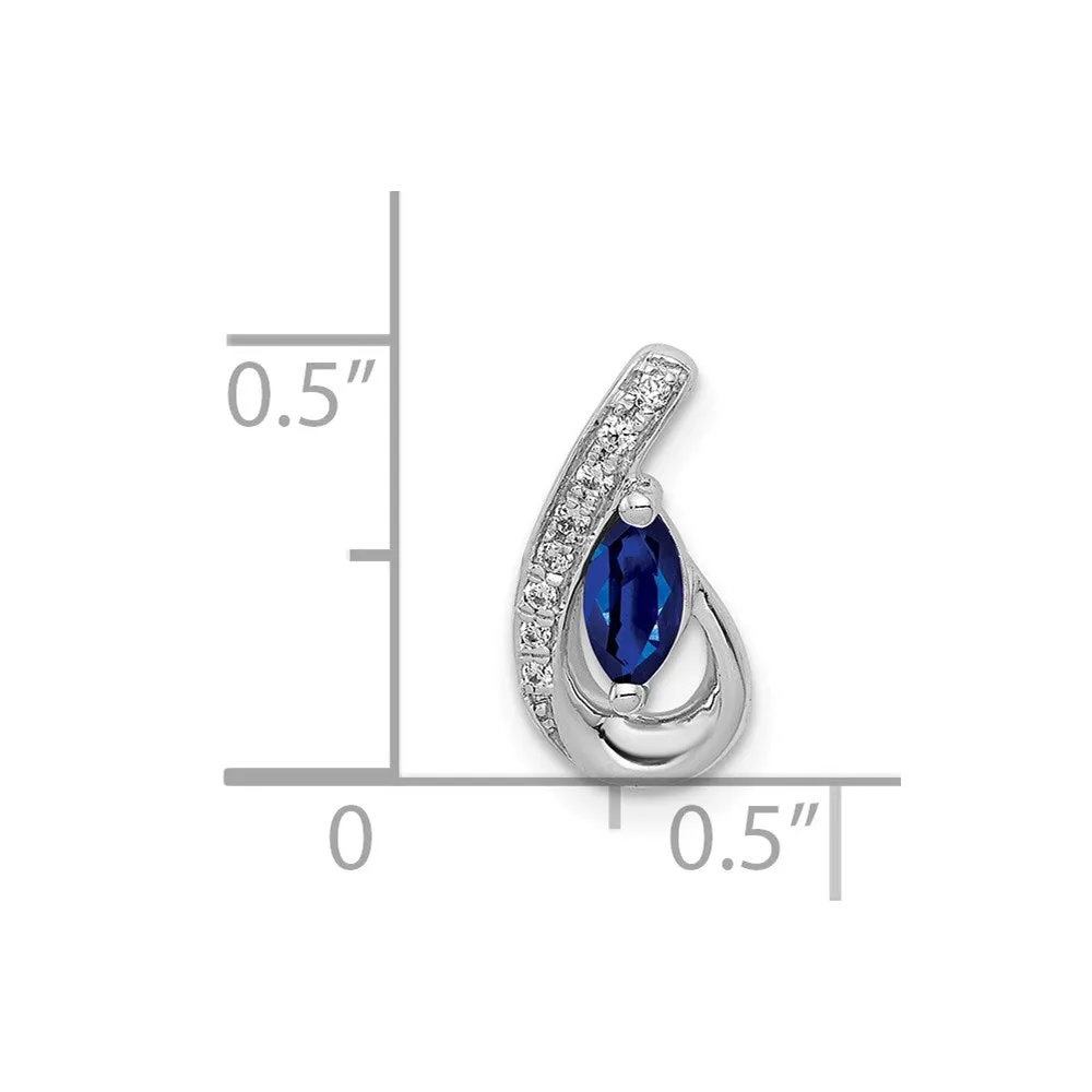 14k White Gold Diamond and .28 Sapphire Teardrop Slide