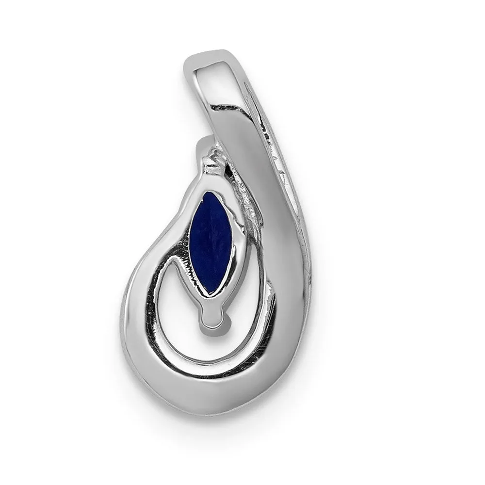 14k White Gold Diamond and .28 Sapphire Teardrop Slide