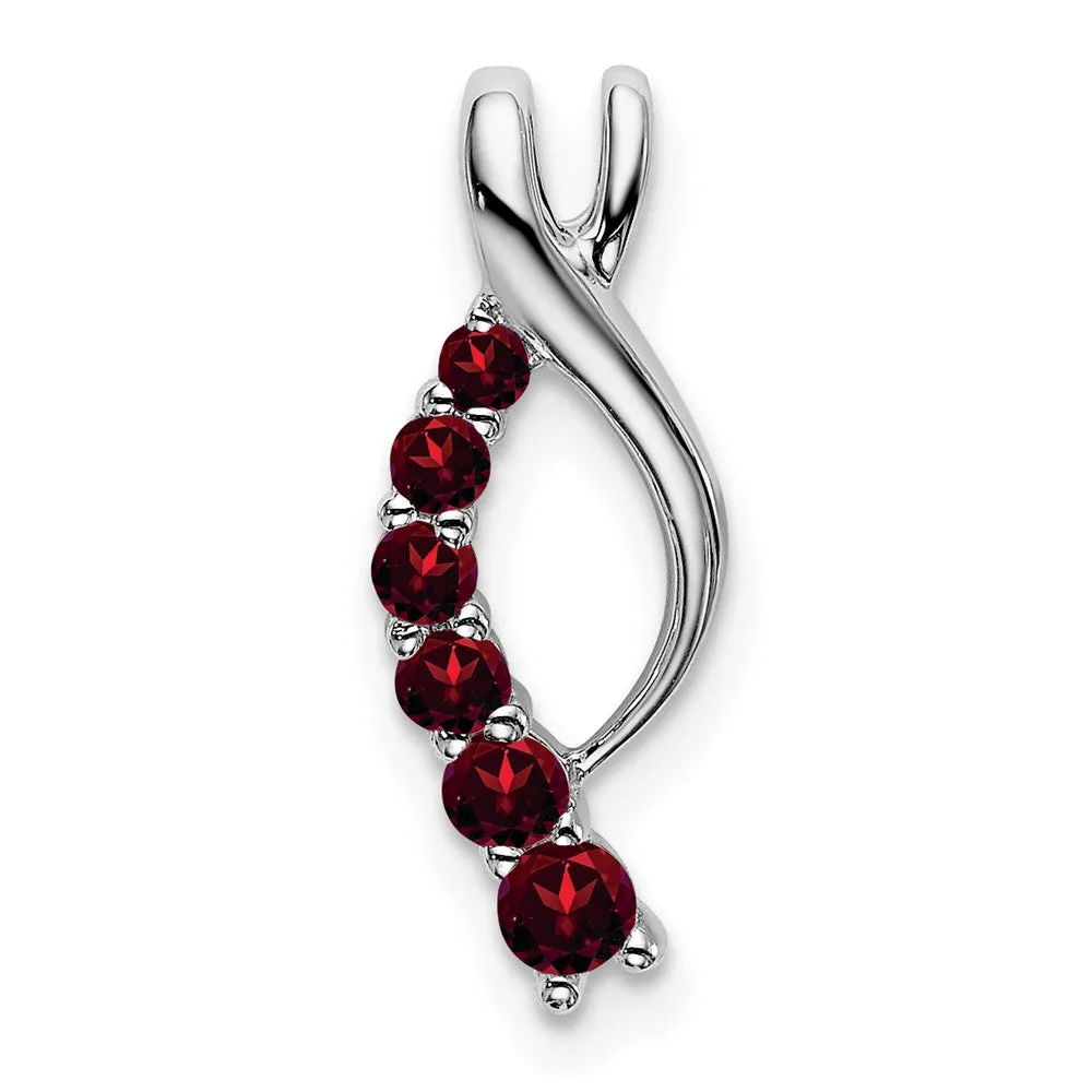 14k White Gold Garnet Journey Chain Slide