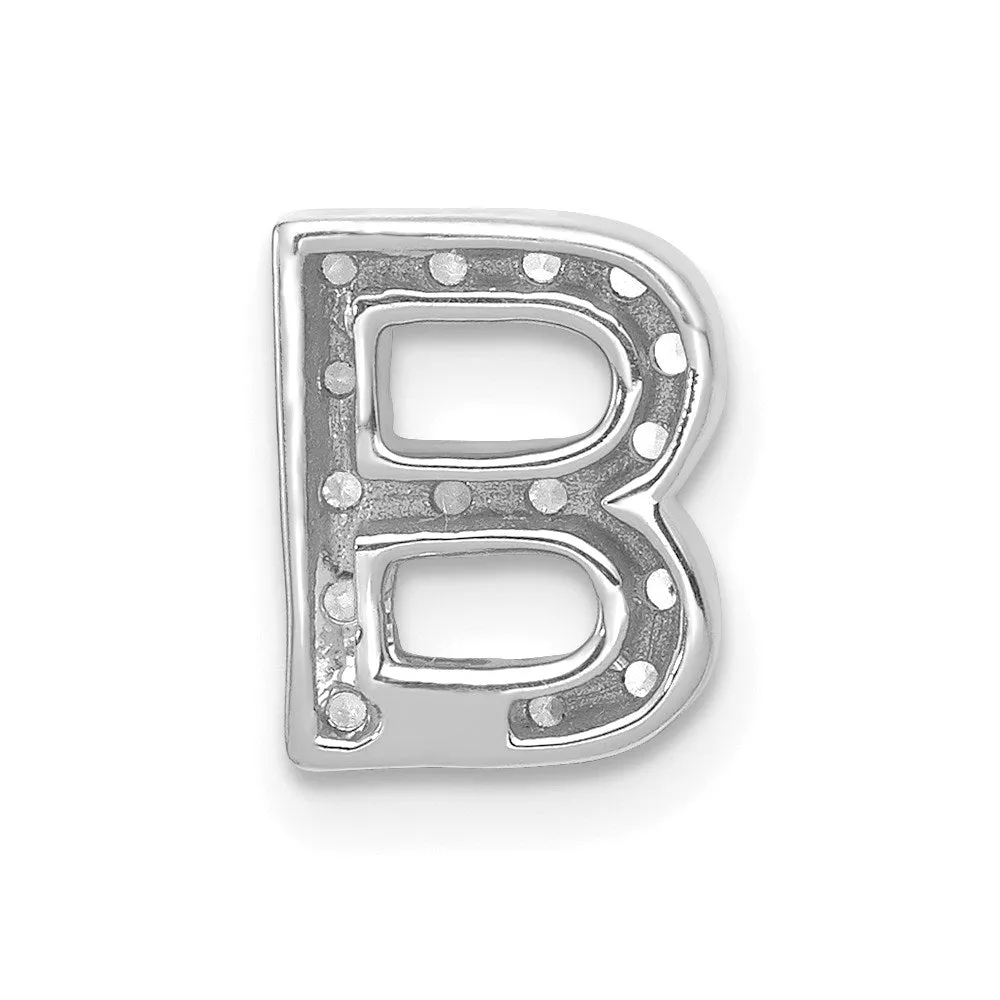 14k White Gold White Gold Diamond Letter B Initial Charm