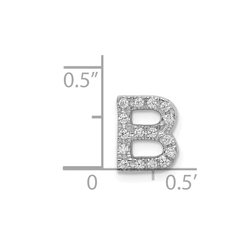 14k White Gold White Gold Diamond Letter B Initial Charm