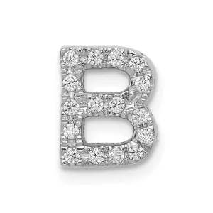 14k White Gold White Gold Diamond Letter B Initial Charm