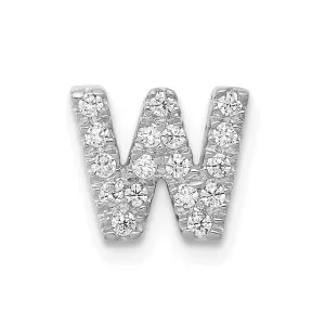 14k White Gold White Gold Diamond Letter W Initial Charm