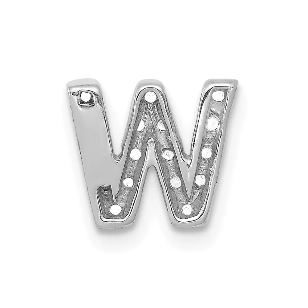 14k White Gold White Gold Diamond Letter W Initial Charm