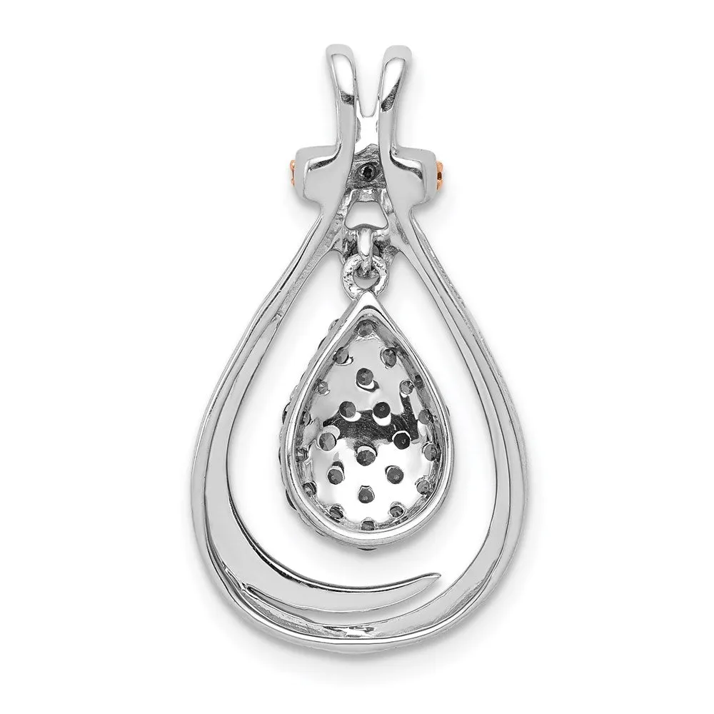 14k White Gold w/Rose Rhodium 1/4ct Champagne Diamond Chain Slide