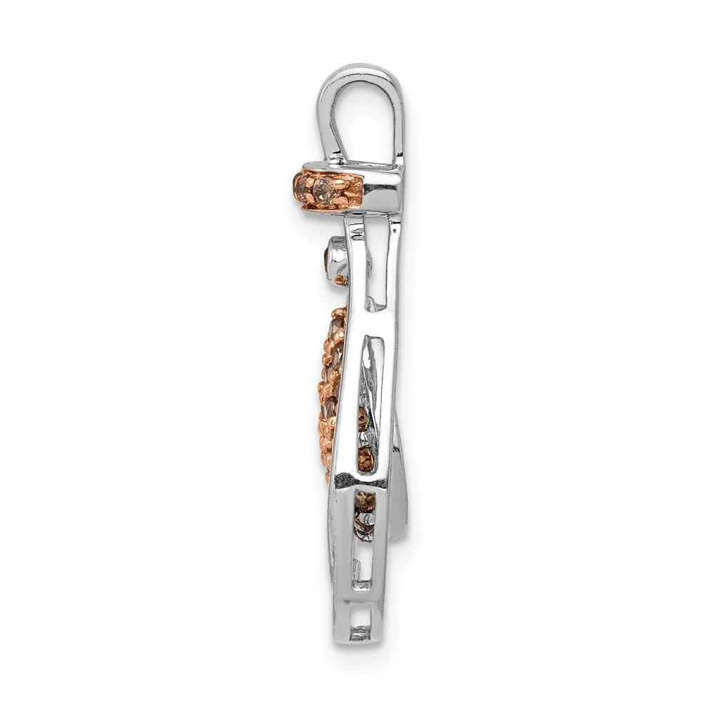 14k White Gold w/Rose Rhodium 1/4ct Champagne Diamond Chain Slide