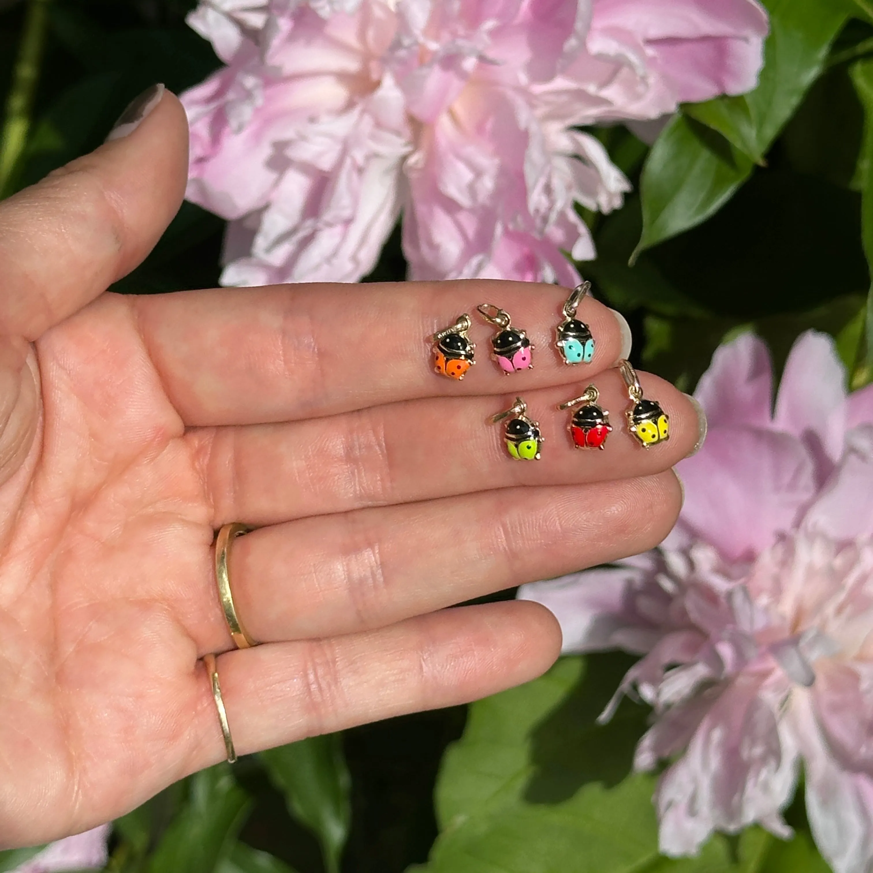 14KT Yellow Gold Mini Red Ladybug Pendant Charm 7mm