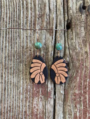 16673 Two Tone Headdress Teardrop w/Turq Earrings