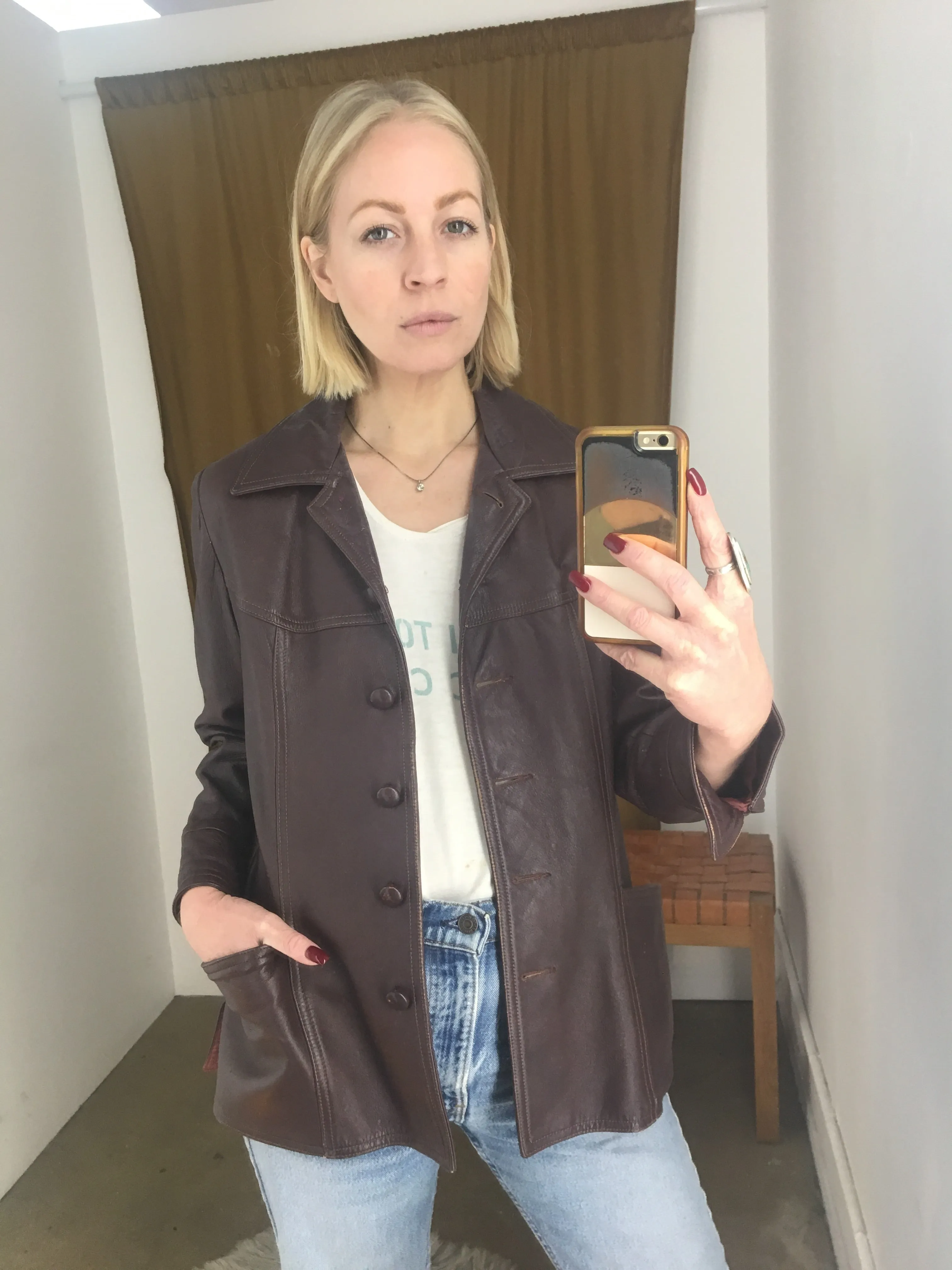 1960’s BROWN LEATHER JACKET / SMALL