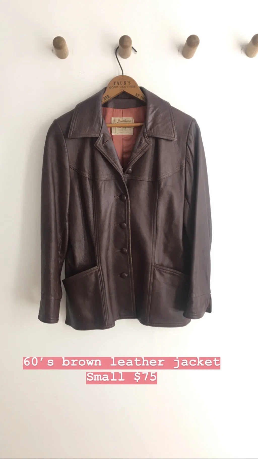 1960’s BROWN LEATHER JACKET / SMALL