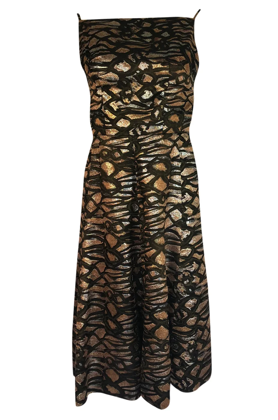 1960s Nina Ricci Metallic Gold Silver Silk Brocade Dress & Jacket Suit Set