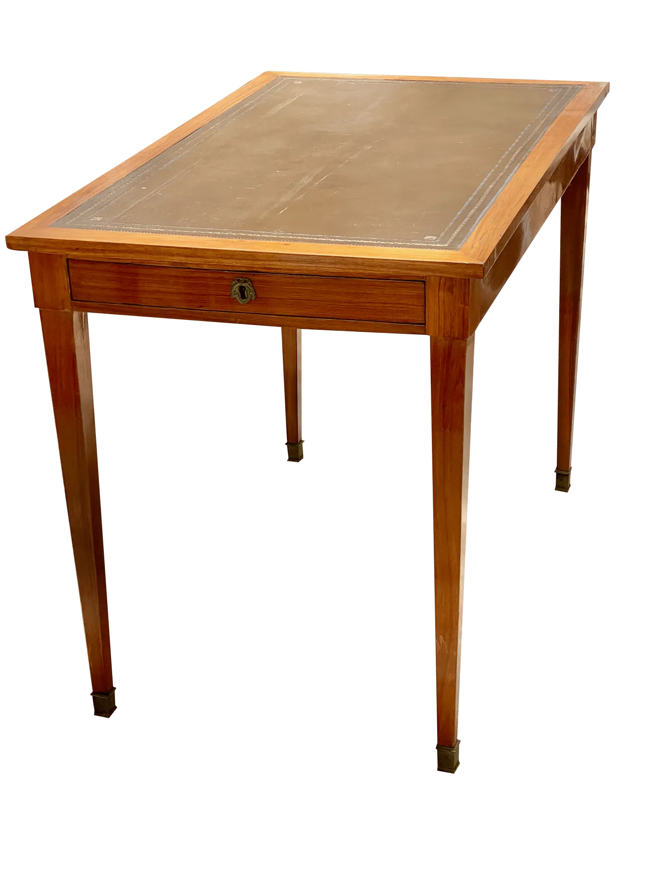 19th Century French Restauration Period Side Table with Leather Top