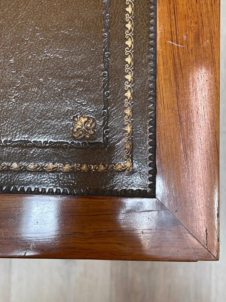 19th Century French Restauration Period Side Table with Leather Top