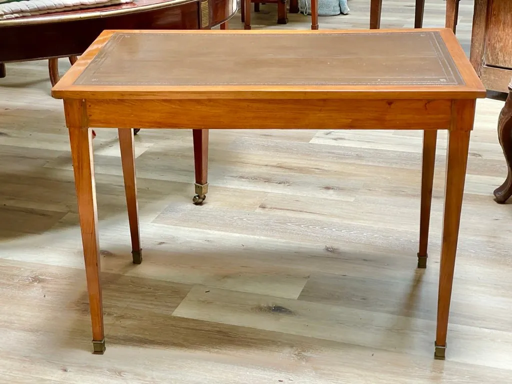 19th Century French Restauration Period Side Table with Leather Top