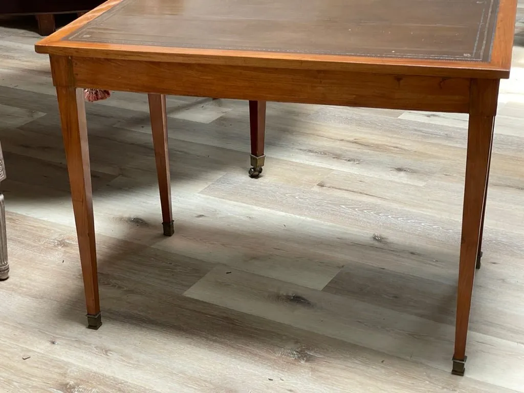 19th Century French Restauration Period Side Table with Leather Top