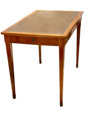 19th Century French Restauration Period Side Table with Leather Top