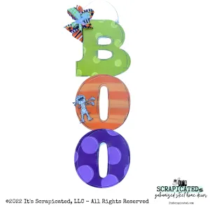 36 Inch Door Hanger BOO Lime, Orange & Purple w/ 6 Inch Mummy