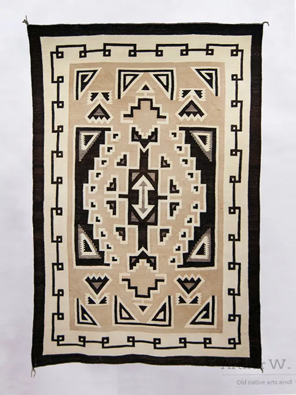 90 Year old Two Grey Hills Navajo Rug