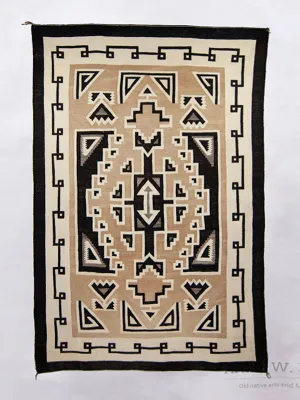 90 Year old Two Grey Hills Navajo Rug