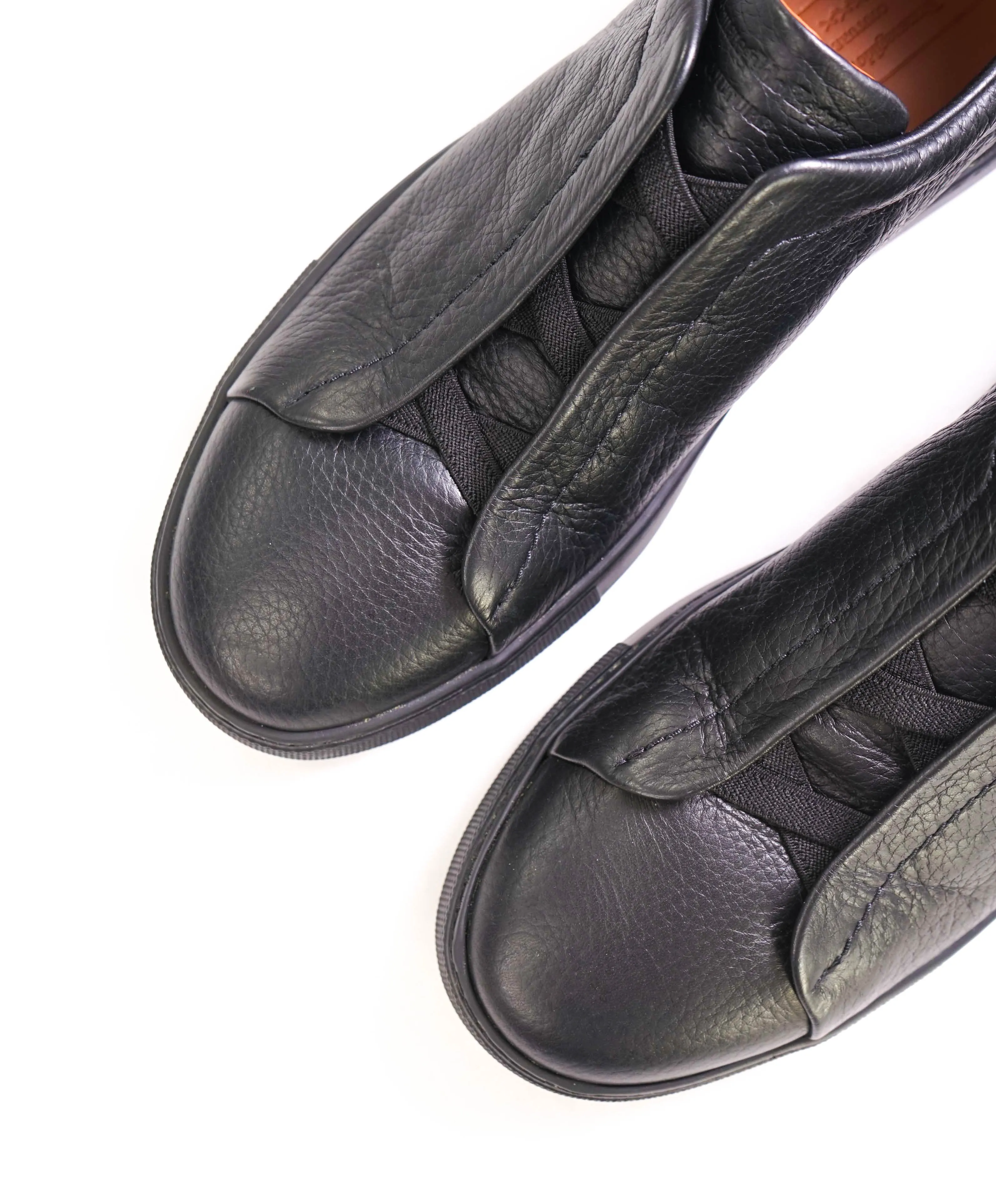 $950 ERMENEGILDO ZEGNA - COUTURE "Triple Stitch" Black Sneakers - 8.5 US (7.5 EU)