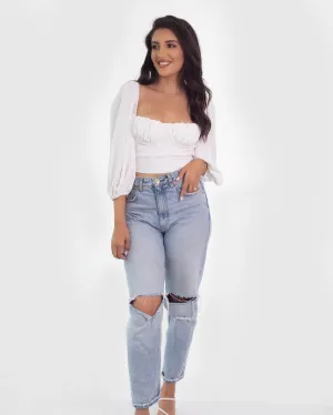 Alexis Open Tie Back Top White