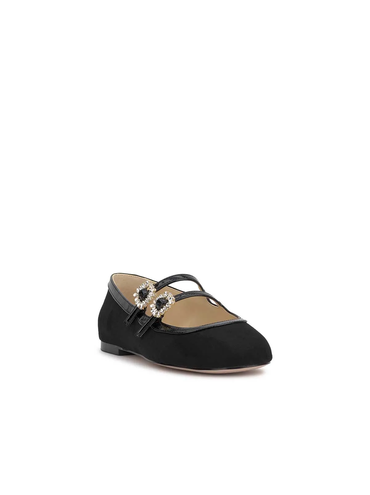 Allista Buckle Ballet Flat in Black Suede