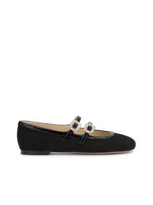 Allista Buckle Ballet Flat in Black Suede
