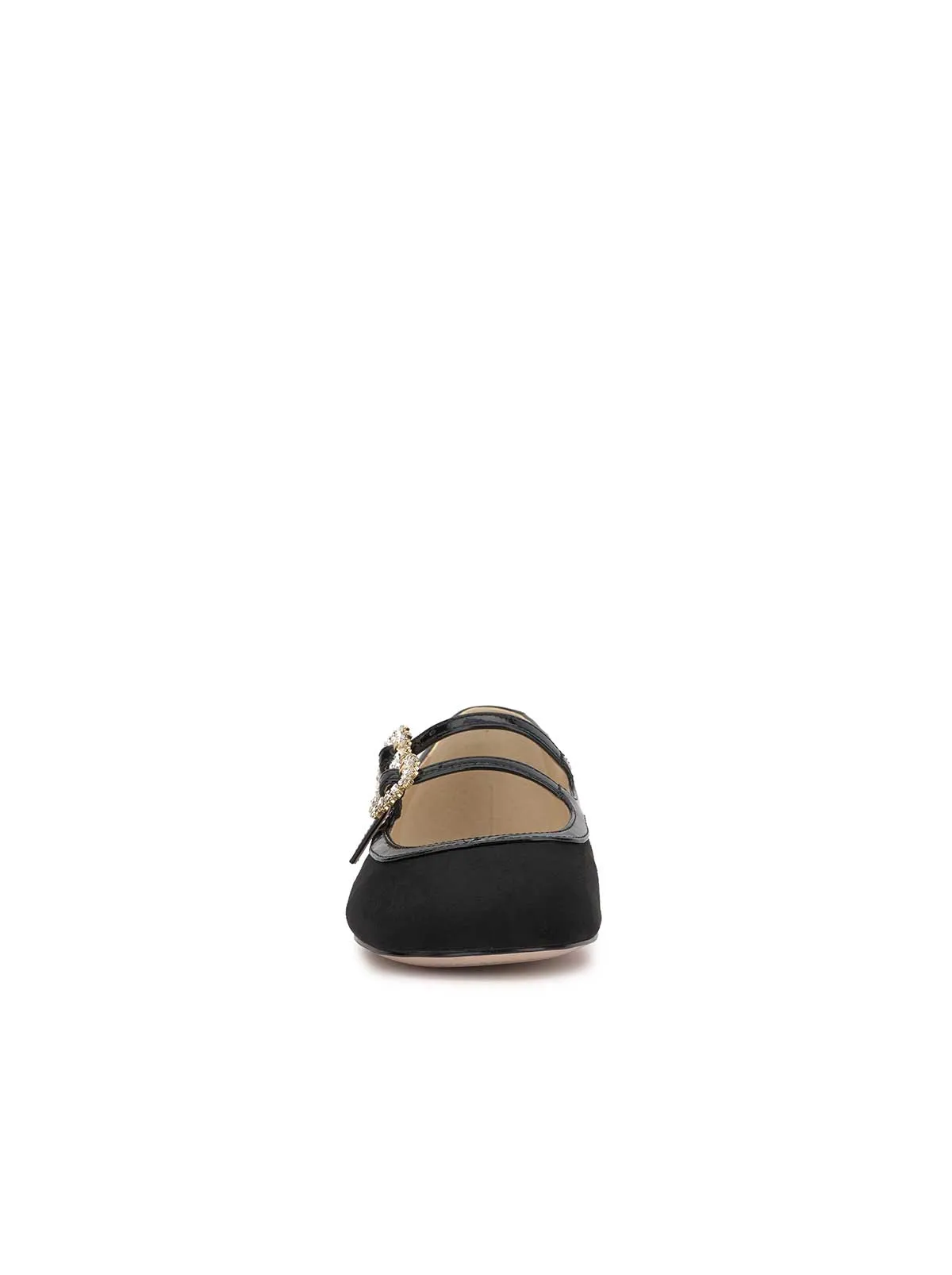 Allista Buckle Ballet Flat in Black Suede