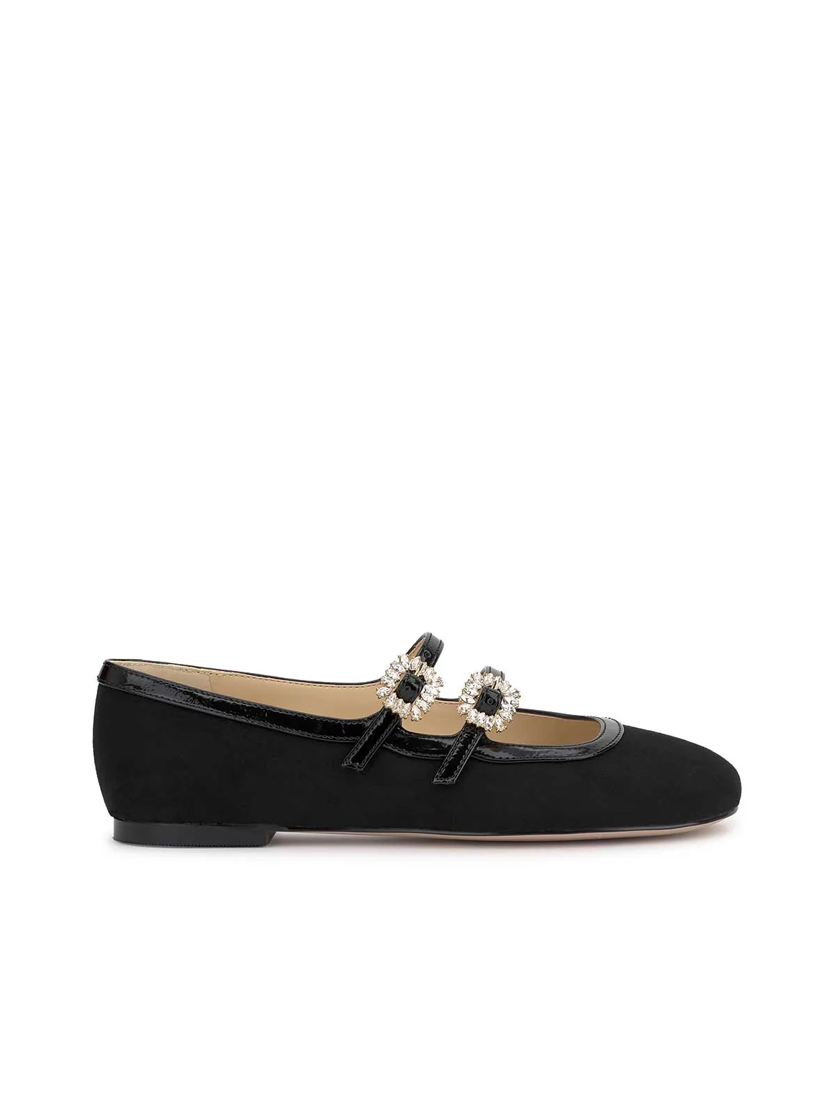 Allista Buckle Ballet Flat in Black Suede