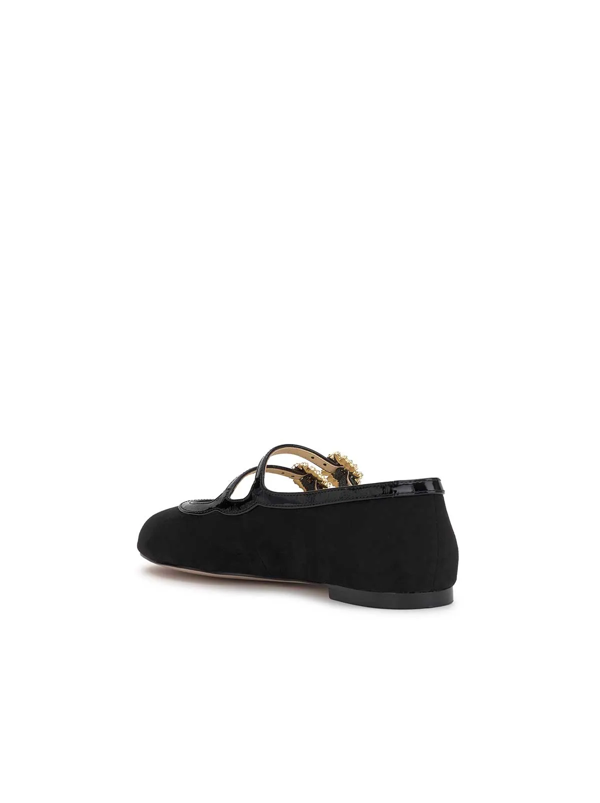 Allista Buckle Ballet Flat in Black Suede