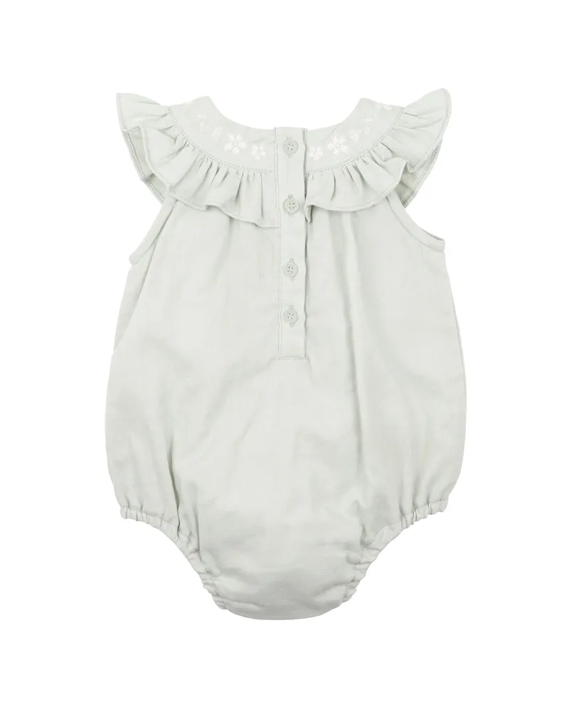 BEBE EVIE EBROIDERED WOVEN BODYSUIT