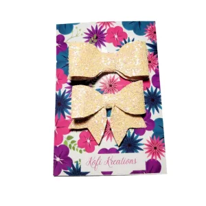 Beige Glitter Pebble Hair Bows