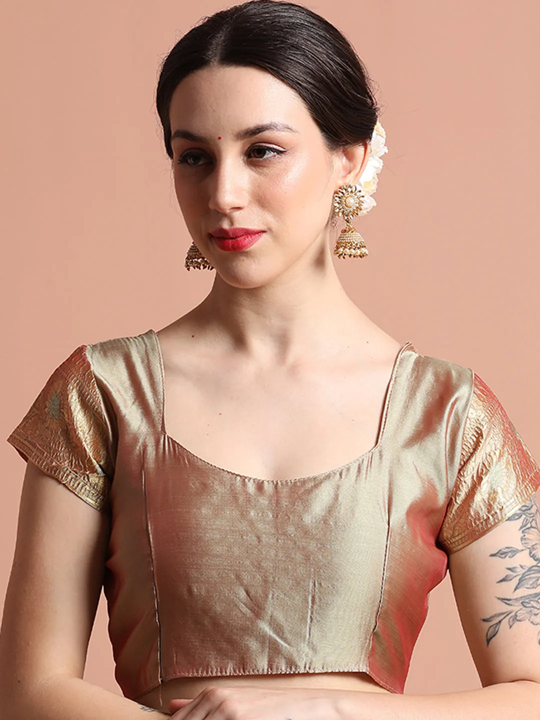 Beige Silk Banarasi Zari Woven Heavy Saree