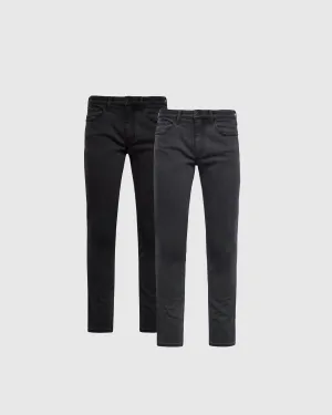 Black & Gray Wash Slim Comfort Stretch Jeans 2-Pack
