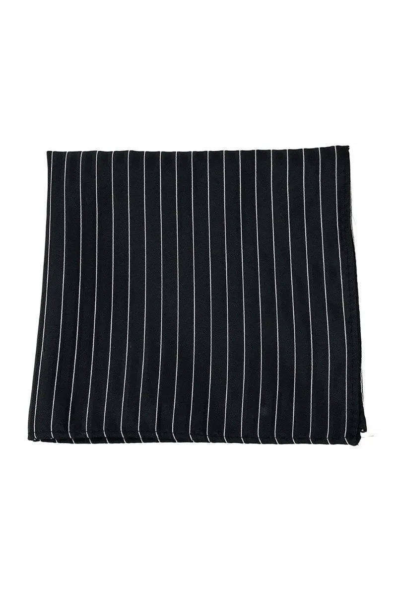 Black Newton Stripe Pocket Square