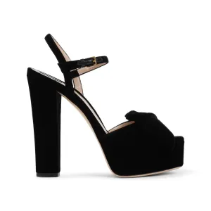 Black Velvet Platform Sandals